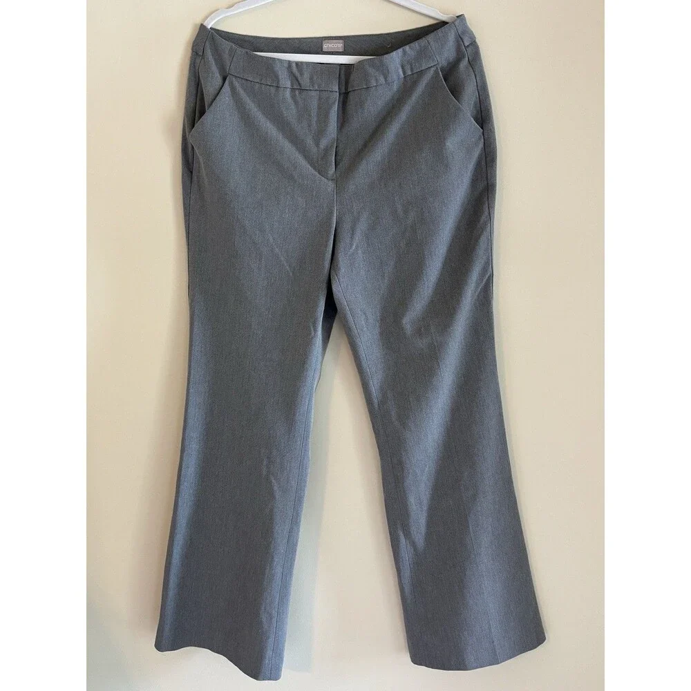 Chico’s Women’s Gray Bootcut Dress Pants Career Stretch Size 2R US 12R